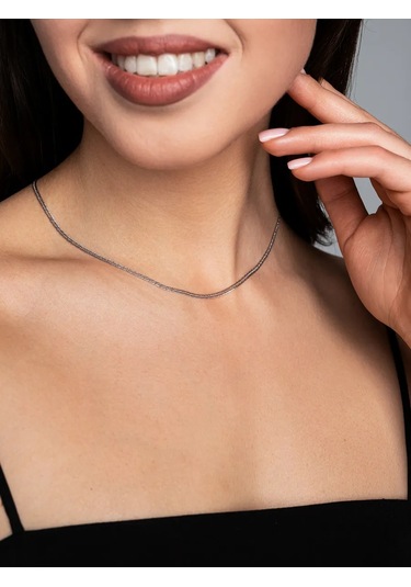 Voznesenskij Uvelirnyj Zavod Gümüş Boyun Zinciri Üçlü Elmas Desenli 925 171383770 Gri