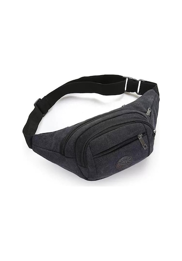 Erkekler İçin Pratik Ve Şık Kanvas Bel Çantası, Koşu Ve Spor Aktivitelerinde Rahat Kullanım, Omuz Askılı Çok Amaçlı Çanta, Şantiyede Ve İşte Kullanıma Uygun Dayanıklı Yazarkasa Çantası Siyah