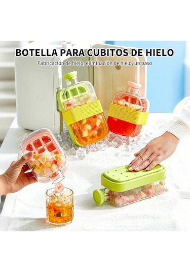 Ximistore9 Büyük Boy Yeşil Silikon Buzluk Botu, 2'li 1 Kapaklı Depolama, Dokunmadan Kolay Çıkar, Kokteyl-whiskey-kahve İçin, 800ml Buzluk Su Flası Yeşil