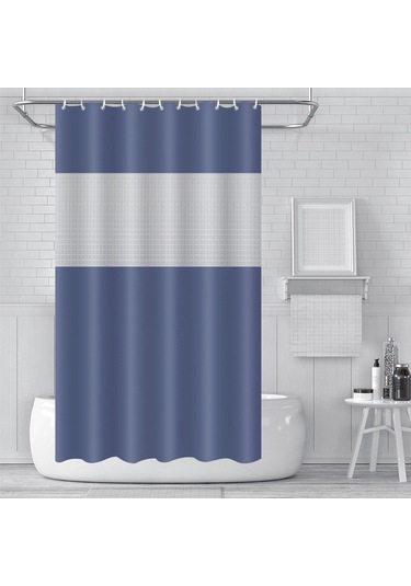 Yifomall Su Geçirmez 3d Desenli Peva Banyo Perdeği - Kalın, Delik Açmadan Monte Edilebilir, Öntüklü, Kross Border Çok Satan Mavi Diğer