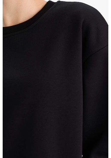 Defacto - Boxy Fit Basıc Sweatshirt B8568AX24WN Siyah