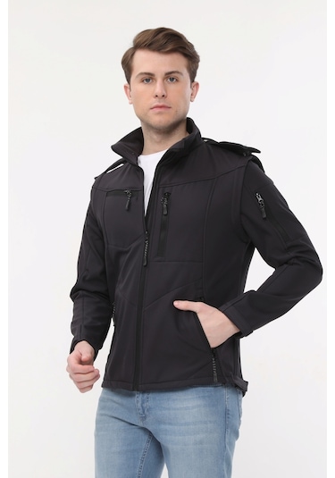 Uniprom Taktikal Softshell Mont Kollar Ve Kapşon Çıkabilir Erkek Füme