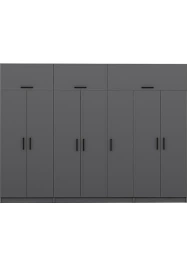 Minar Kale 7 Kapaklı 2 Çekmeceli Dolap Ve Yüklük Antrasit 235cm