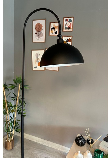 Dimmerli Işığı Ayarlanabilen Işığı Artırılıp Azaltılabilen Siyah Hareketli Başlık Metal Lambader Siyah