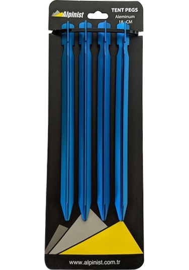 Alpinist Alüminyum 6061 Çadır Kazığı 18 CM Mavi 4'lü Mavi