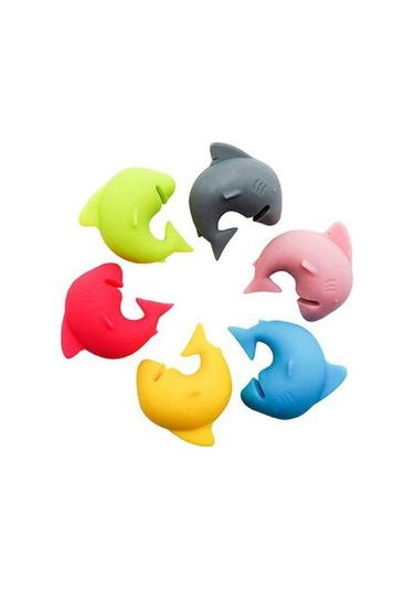 Silikon Köpek Baliği Kupa Belirteci Çok Renkli