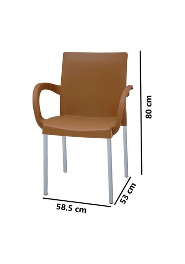 Omnipazar Mt-cf880 Mare Plastik Bahçe Balkon Koltuk Sandalye 4'lü Set Kahverengi