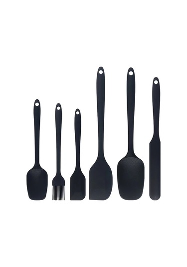 Chuangyinshop Siyah 6 Parça Silikon Spatula Seti Pişirme Ve Karıştırma İçin Yüksek Isıya Dayanıklı 4 Renk Seçeneği Siyah