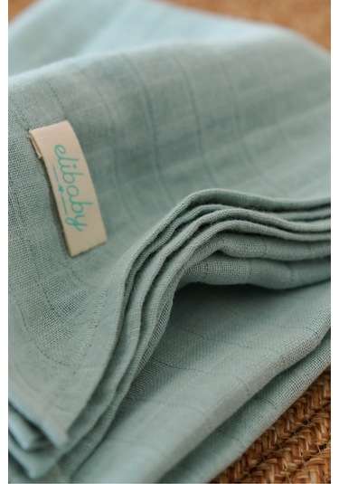 Organik Pamuk Çift Katlı Müslin Örtü Nil Yeşili 75x85 CM Nil Yeşili