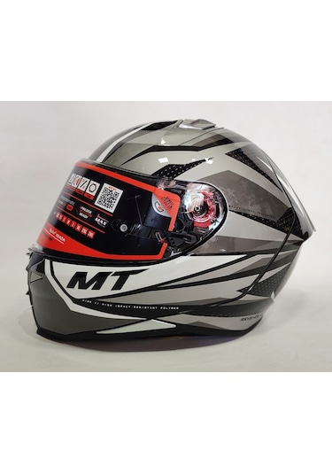 MT Kask Revenge 2 Kley B0 Parlak Gri - Şeffaf Vizörlü
