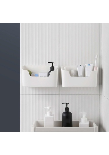 Suntek Duvara Monte Organizatör Kutusu Depolama Banyo Rafı Beyaz