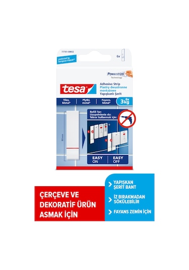 Yapışkan Şerit Yedek Bantlar, İz Bırakmadan Sökülebilir, Fayans Ve Metal Yüzeyler İçin, 3kg X 6 Adet