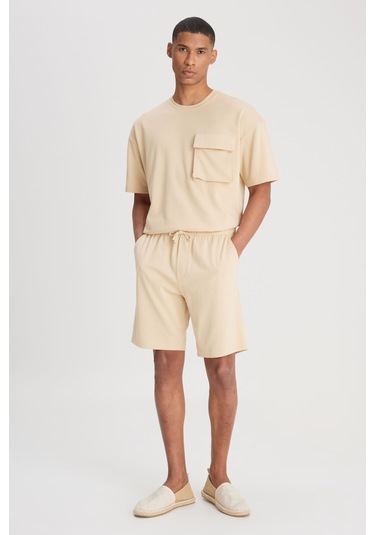 Regular Fit Normal Kesim Normal Bel Bej Sweat Şort L241671614 Bej