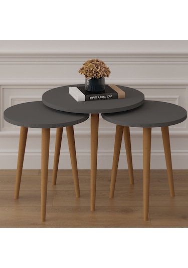 3 Lü Yuvarlak Zigon Sehpa Ahşap Ayaklı-sehpa01-antrasit