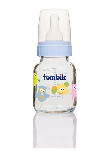 Tombik Cam Biberon 100 Ml Şaşkın Hayvan-Açık Mavi