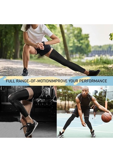 Geeksen Kadın Erkek Spor Knee Pad: Yazlık Buz İpi Güneş Koruyucu, Nefes Alıcı Bisiklet Koşu Çorap Kılıfı - Siyah 2 Çift Siyah