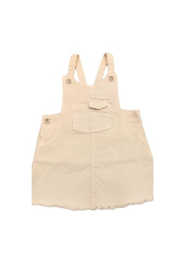 Kız Bebek Pamuklu Cepli Salopet-13899 Bej