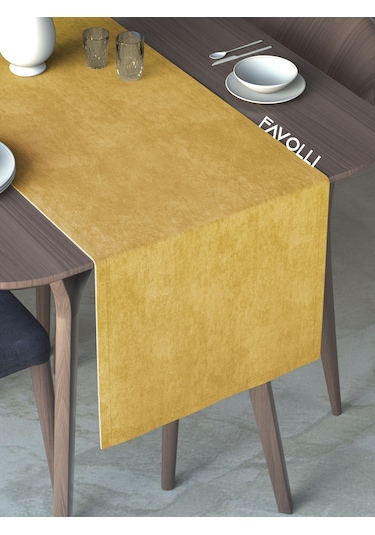 Güneş Sarısı Rengi Kadife Dokulu Runner Dream Series 40 X 140 Güneş Sarısı
