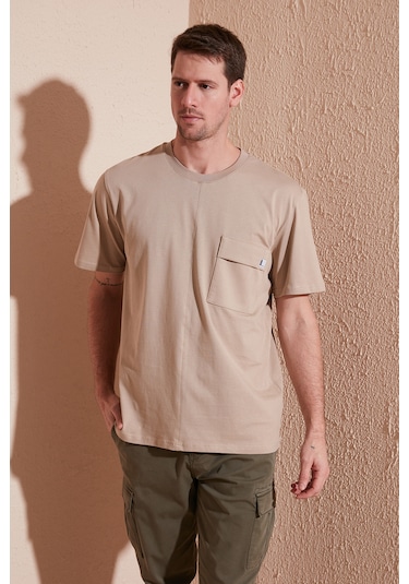 Buratti % 100 Pamuk Relaxed Fit Bisiklet Yaka Erkek T Shirt 5902605 Vizon