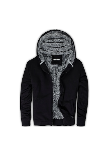 Buratti Içi Kürklü Kapüşonlu  Slim Fit Erkek Sweat 575708 Siyah
