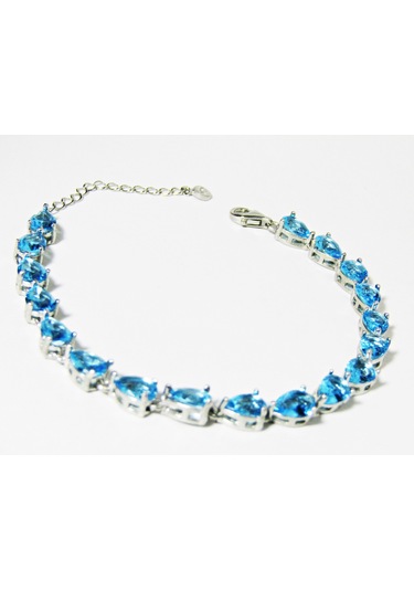 Gümüş Aqua Damla Taşlı Kadın Bileklik