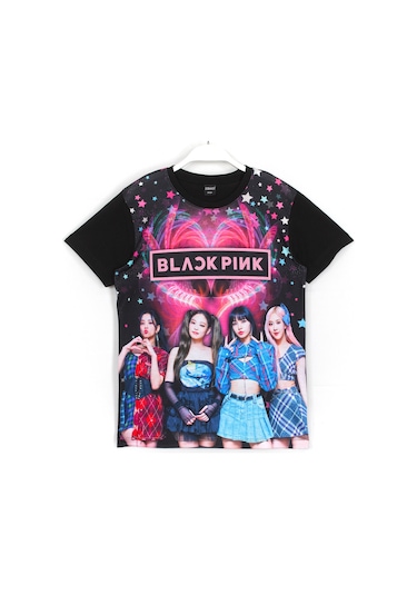 BlackPink K-Pop Grup Dijital Baskı Kız Çocuk Siyah Renk T-shirt Siyah