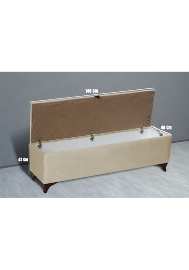 Vetra Chester Model Bej Sandıklı Puf  Kapitoneli Model 140cm Sandıklı Bank