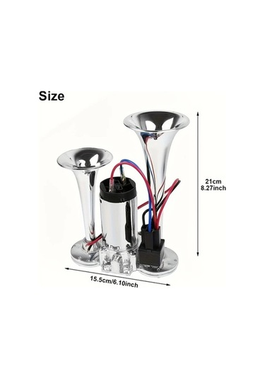 Pazly 12v Çift Borulu Kornası - Gümüş Renk - Tüm Araçlar İçin