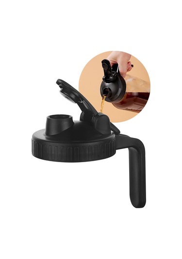 Geeksen Geniş Ağızlı Kavanoz İçin Sızdırmaz Dökme Ağızlı Kapak, Pratik Ve Dayanıklı Siyah