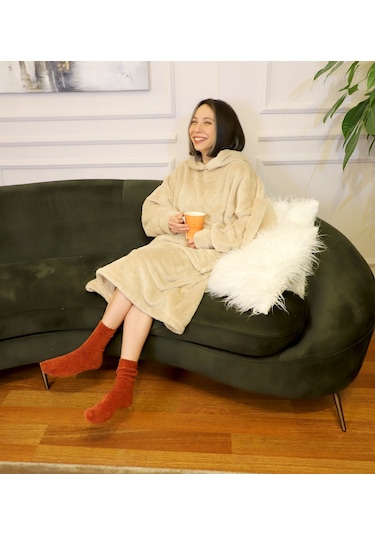 Rokeff Wellsoft Tek Kişilik Giyilebilir Battaniye Bej L/xl