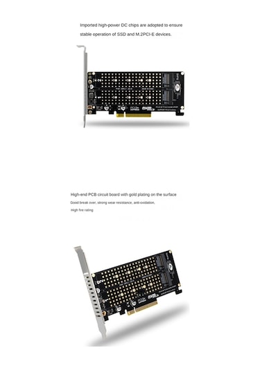 Xurunkeji Pcı-e X8 Çift Disk Raıd Kartı Nvme M.2 M Key Ssd Genişletme Adaptörü Genişletilmiş Çift Nvme Raıd Pcı-e X8 Bölünmüş Kart