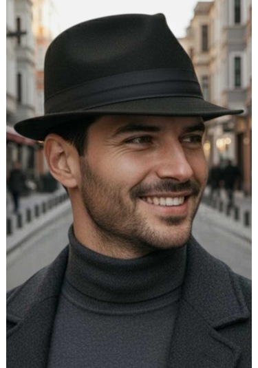 Uniquetrenders Erkek Premium Lüx Kaşe Jackson Fötr Şapka Siyah