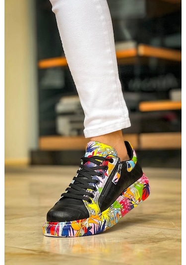 Bağcıklı Crocodile Siyah Kırmızı Günlük Erkek Ayakkabısı Siyah1 Siyah