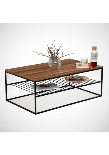 Etna Orta Sehpa Metal & Orta Masa Ceviz / Metal Ayaklı Sehpa