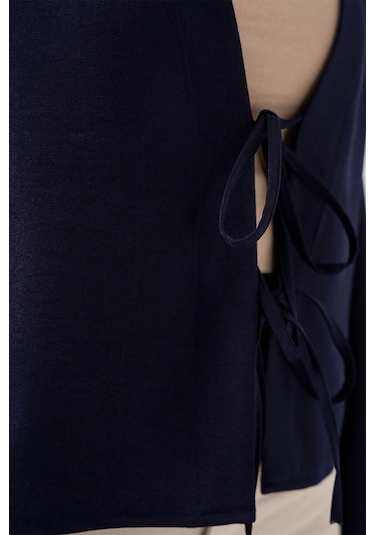 Bigdart Önü Bağlamalı Keten Kimono 960 - Lacivert