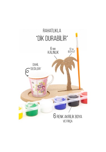 Na Neşeli Ahşap Yaz Temalı Ahşap Bardak Altı, Mumluk Ve Dekor Seti - Kahve Sunmu , Süs, Ahşap Boyama Model Bardakaltıpalmiyeboyalı