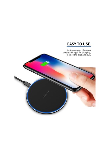 Springsun Alüminyum 15w Hızlı Şarj Akıllı Yansıtıcı Yüzeyli Kablosuz Telefon Şarj Cihazı Siyah Led Göstergeli, Korumalı Kılıf İle Şarj Edin