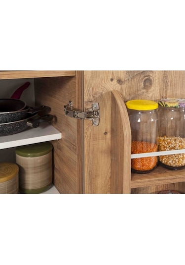 Ceviz Çok Amaçlı 165 Derece Açılabilir Kısa Mutfak Kiler Dolap