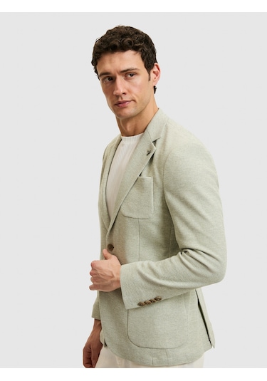 Cacharel Mint Slim Fit Mikro Desen Mono Yaka Ceket Mınt