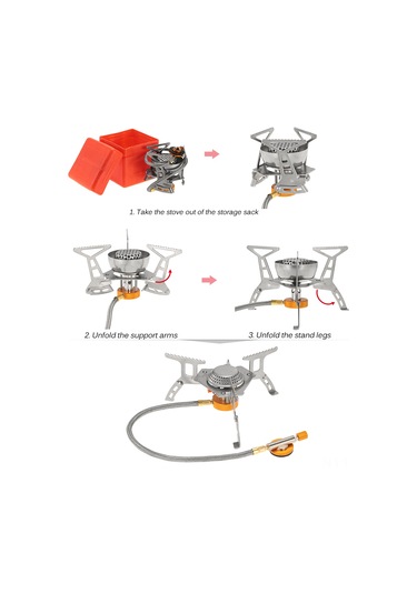Geeksen "3200w Taşınabilir Rüzgara Dayanıklı Kamp Ocağı - 9 Plakalı Rüzgarlık İle Outdoor Pişirme" Gümüş