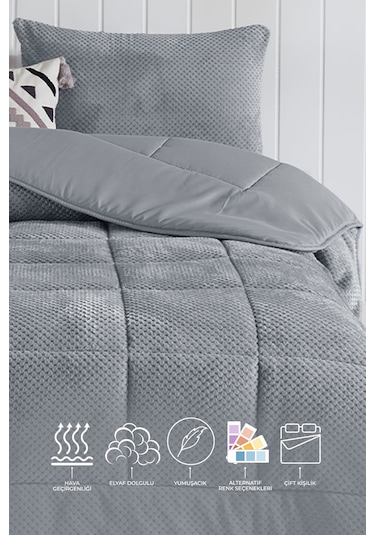 Elart Luis Comfort Set Çift Kişilik 195x215 Cm Gri Gri