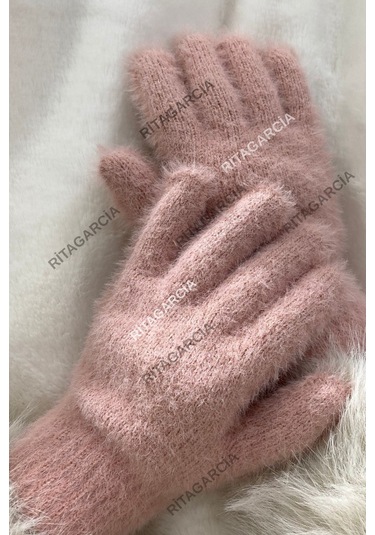Peluş Uzun Eldiven Pudra