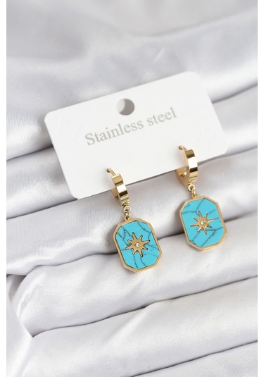 Zarif Kadın İçin Golden Çelik Yapım Kutup Yıldızı Küpe Gri