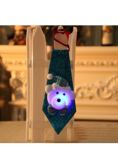 Novahub Yeni Yaratıcı Payetli Parlayan Parlayan Noel Modeli Kravat Dekorasyon Ayı Ayı Lz