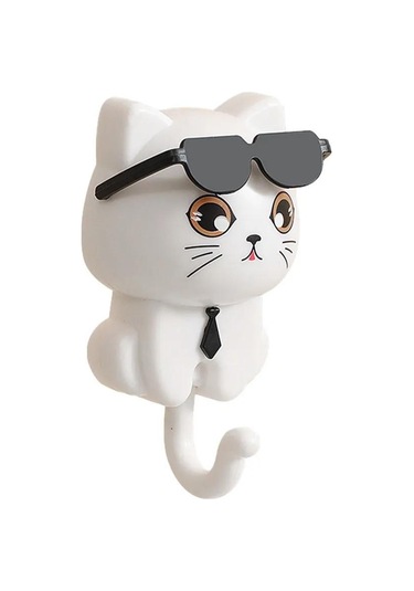 Singree Kedi Figürlü Zıplayan Gözlü Abs Makyaj Tutucu, Deliksiz 10kg Yük Taşıyan Dekoratif Anahtar Tutucu