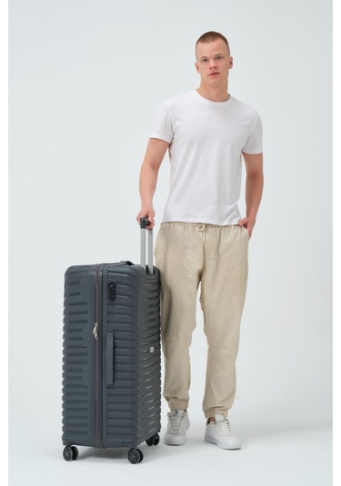 Keo-plus Gri Büyük Boy Silikon Kırılmaz Pp Valiz Gri