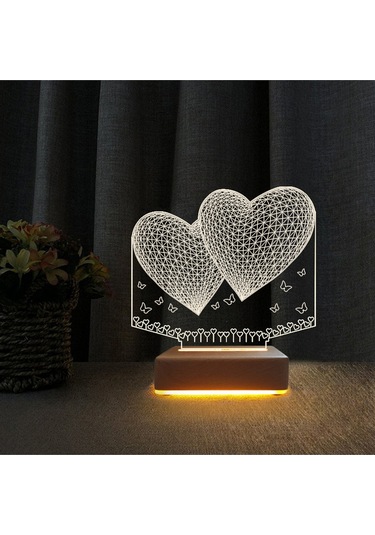 2kalp Tasarım 3d Lambası Sevgili Hediyesi Lamba