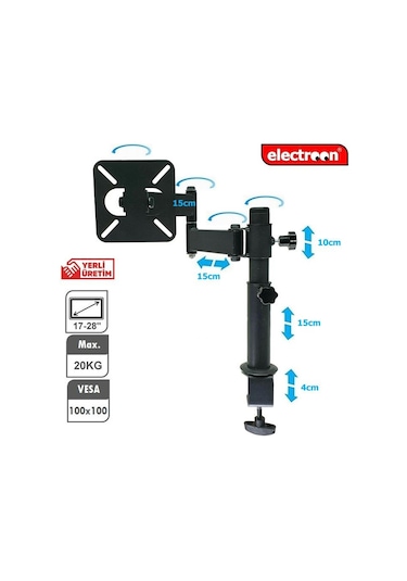 Electroon M100 24" Hareketli Tv Monitör Masa Askı Aparatı