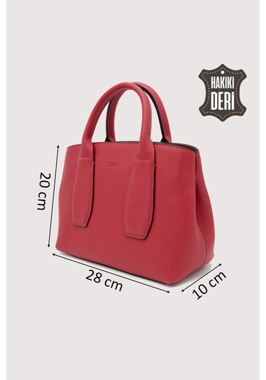 Hakiki Deri Kadın El Çantası Kırmızı Smr9226 Kırmızı