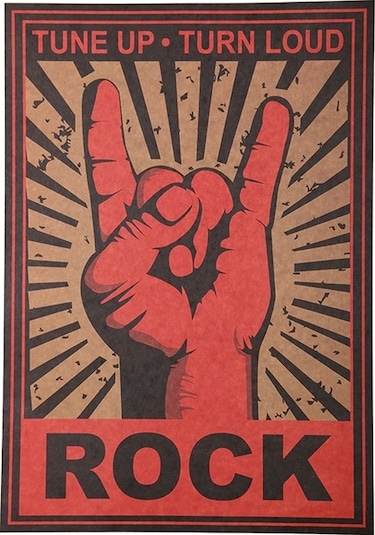 Rock And Roll Tune Up Turn Loud Retro Poster Af025